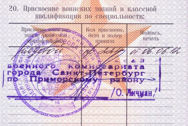 Звание рядовой в военном билете